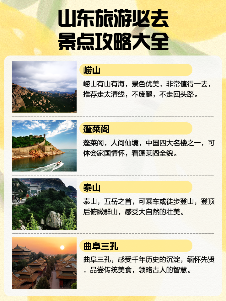 山東旅游景點(diǎn)一覽，美景盡收眼底，山東美景一覽，景點(diǎn)大全與盡收眼底之旅